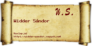Widder Sándor névjegykártya