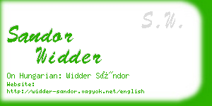 sandor widder business card